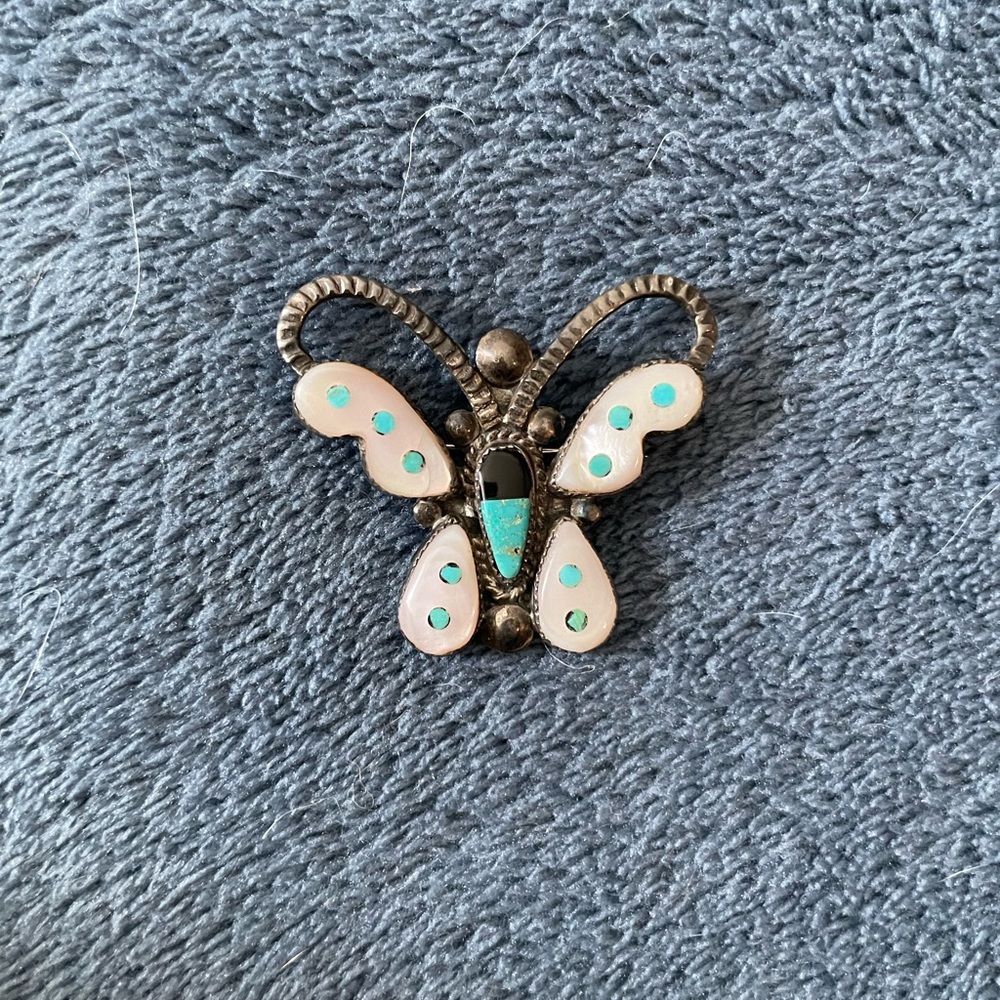Zuni Sterling Silver Howard Leekela “book piece” Mosaic Inlay Butterfly Brooch - Picture 7 of 8